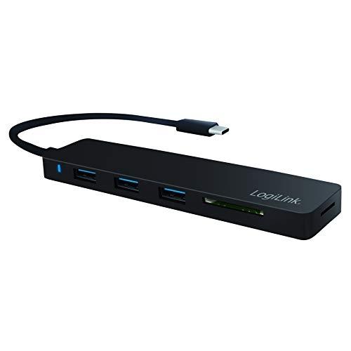 LogiLink UA0312 - Hub USB 3.0 (3.1 Gen 1) Type-C avec lecteur de cartes mémoire intégré - Taux de transfert 5000 Mbit/s_0