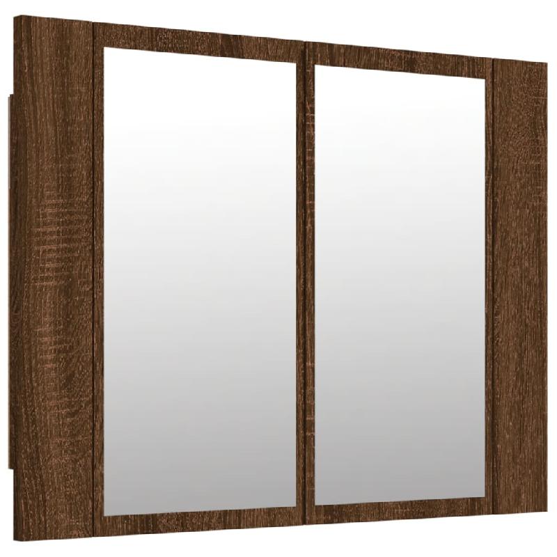 Armoire à miroir LED - 60x12x45 cm - Bois d'ingénierie marron - Modèle 02_0006743_0