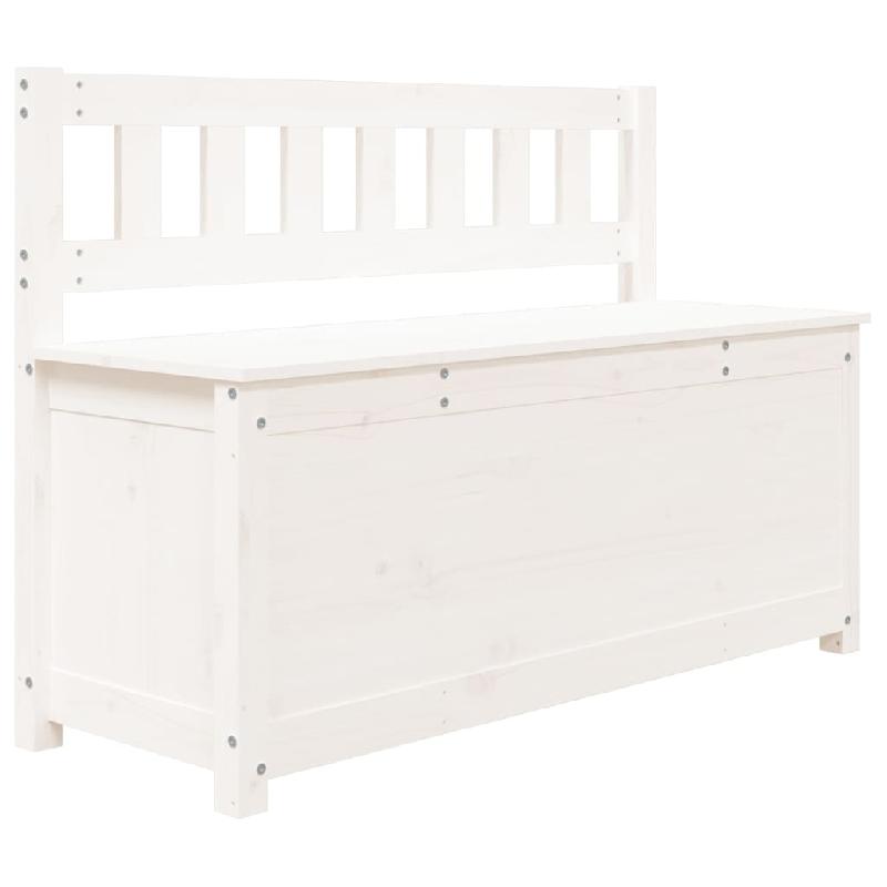 Banc banquette en bois de pin massif blanc - 110 x 41 x 76,5 cm avec dossier et espace de rangement_0