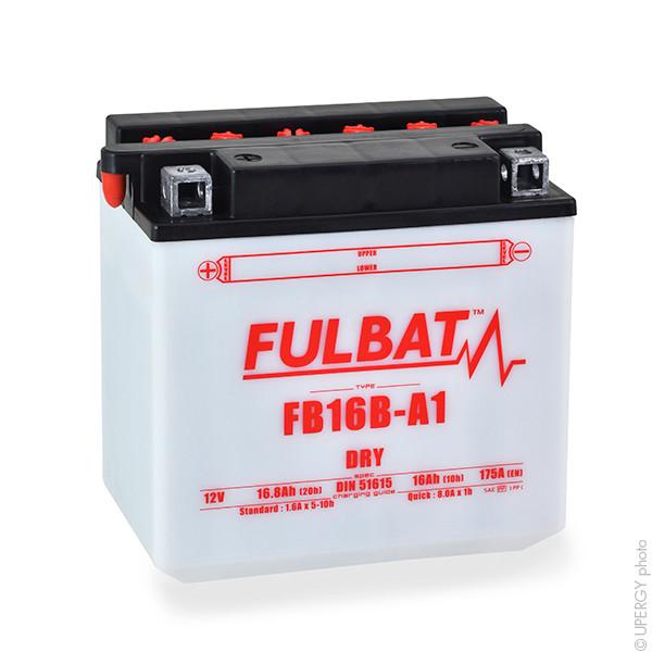 Batterie moto YB16B-A1 12V 16Ah - Fulbat - Pack acide inclus - Puissance de démarrage 175A_0