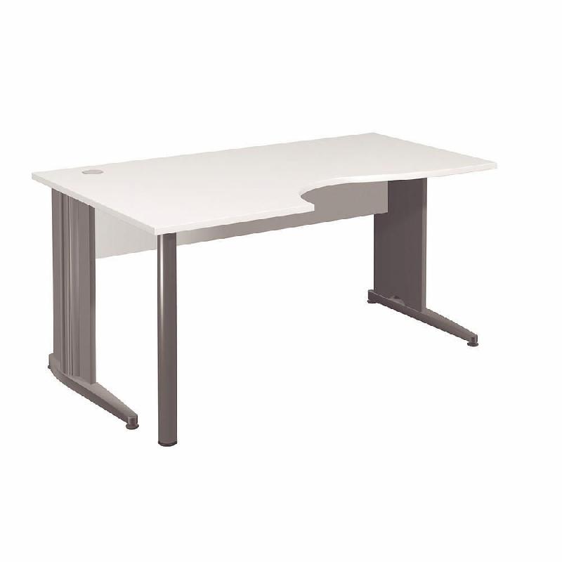BUREAU COMPACT RETOUR A GAUCHE ACTIVITY 2 - L. 160 X P. 120 CM - PLATEAU BLANC - PIEDS L ANTHRACITE