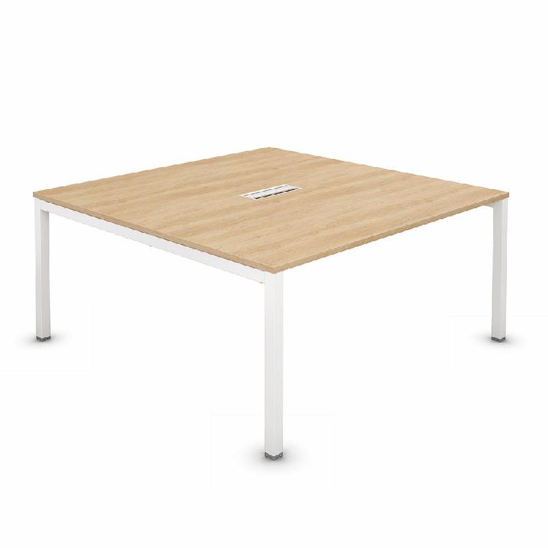 BUREAU MANAGER BUROCOLOR L.160 X P.163 CM PLATEAU AVEC TRAPPE D'ACCES CHENE NEBRASKA - PIEDS METAL BLANC