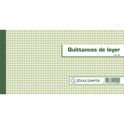 CARNET À SOUCHE QUITTANCES DE LOYER 13,5X18,5CM - 50 FEUILLETS - FORMAT HORIZONTAL - LOT DE 3