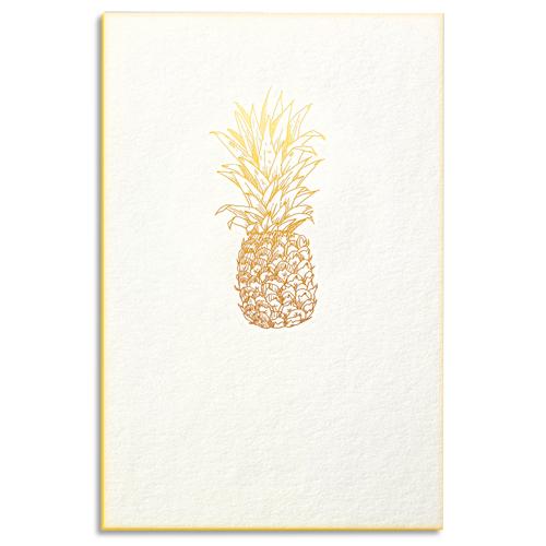 CARTE DE VOUX PAPETTE GOLD ANANAS - CARTE 800G DEUX FACES TRANCHE OR + ENVELOPPE KRAFT - 115 X 165MM - LOT DE 5