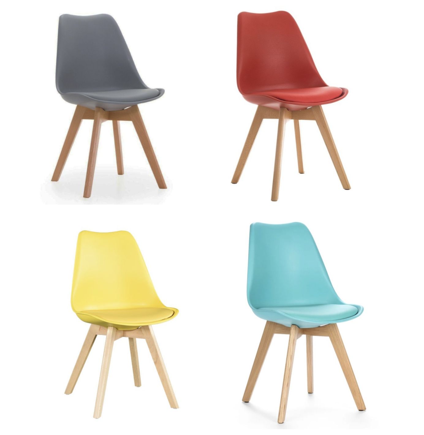 Chaise de restaurant - Design scandinave en bois de hêtre, coque en polyuréthane et coussin en simili cuir_0