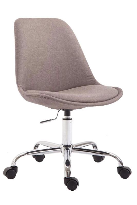 Décoshop26 - Chaise de bureau tabouret de travail sur roulettes hauteur réglable en tissu taupe et métal chromé 10_0002689 - métal 3000251160611_0