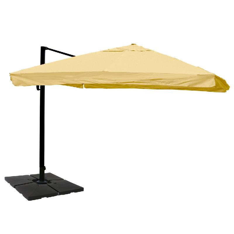 Décoshop26 - Parasol déporté 3 x 4 m Ø env. 5 m aluminium et polyester crème avec volant rotatif avec pied 04_0007987 - beige aluminium 3000262415526_0