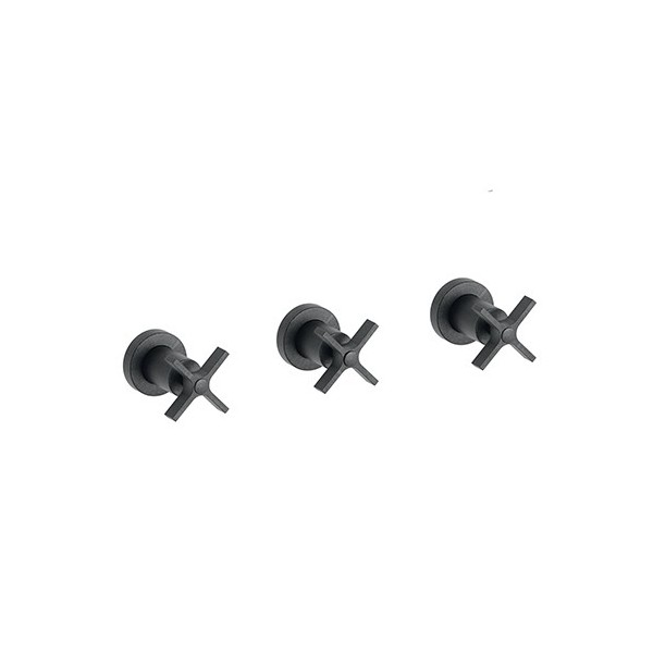 DOUCHE CROSS ROAD ENCASTRE MELANGEUR 2 SORTIES CHROME NOIR BROSSE ROBINETTERIE CROSS ROAD - CRISTINA ONDYNA CR11475