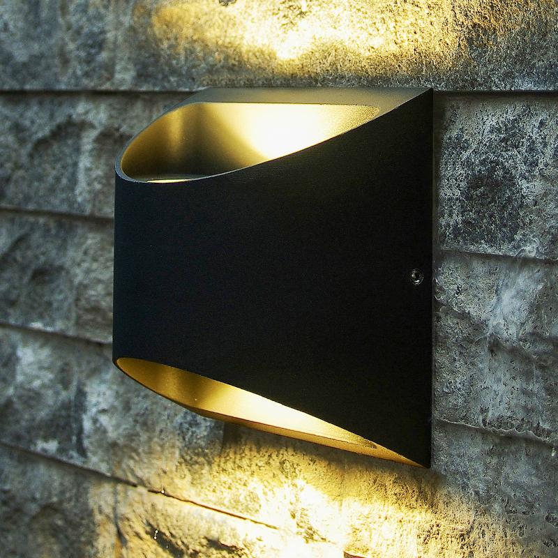 ECO-LIGHT APPLIQUE D\'EXTÉRIEUR LED DODD, NOIR, ALUMINIUM, SEMI-CIRCULAIRE