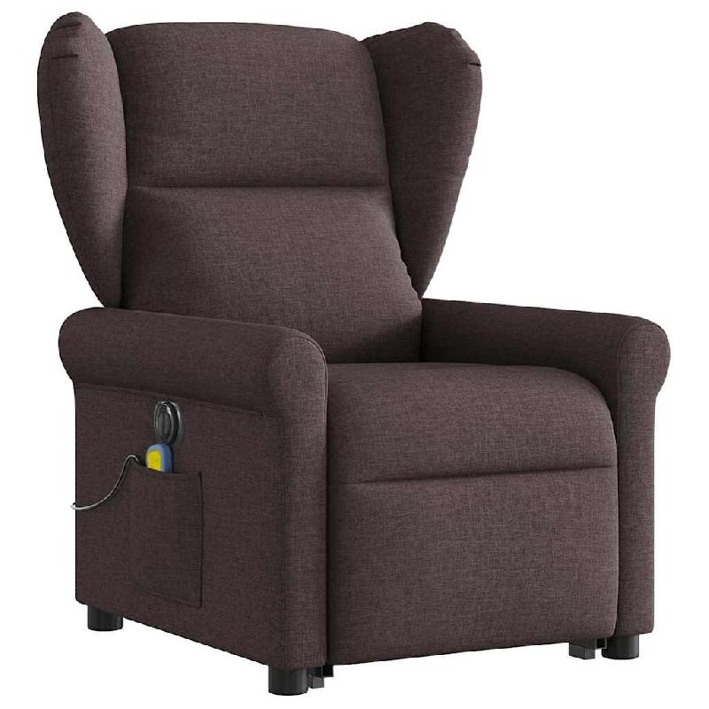 Fauteuil inclinable de massage électrique Marron foncé Tissu Modèle Pervanelis - 8721102963919_0