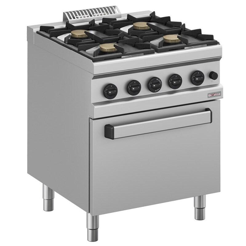 Fourneau gaz 4 feux vifs, sur four gaz GN 2/1 - Diverso - 0615402184281_0