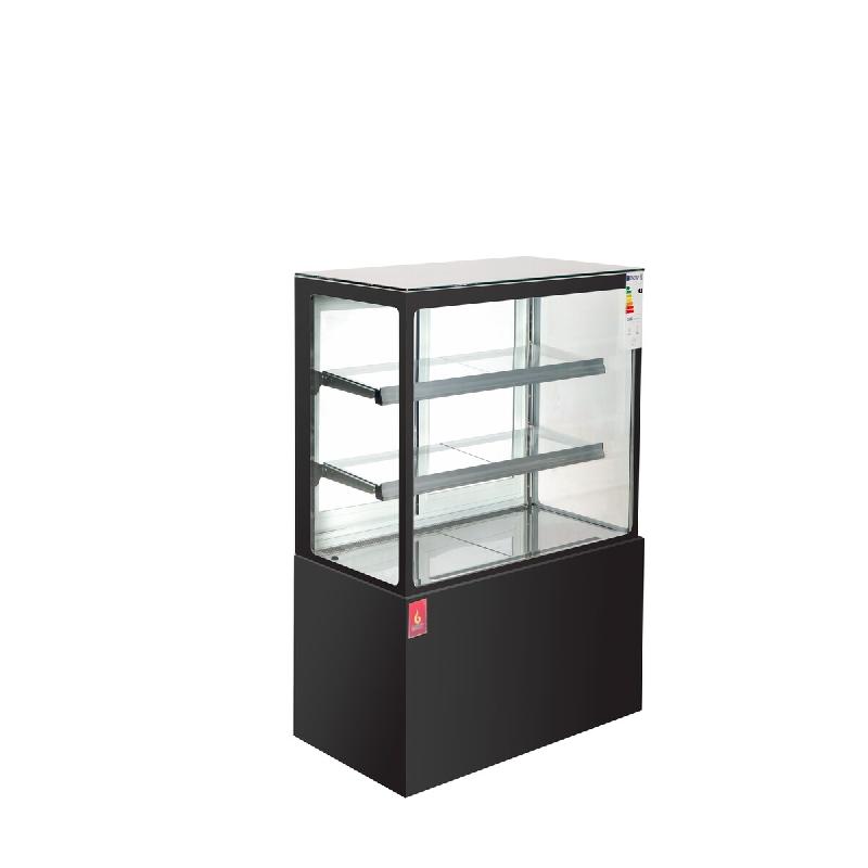 Gasfrit - Vitrine réfrigérée panoramique noire avec 2 étagères 1200 x 660 x 1200 mm - noir Verre en cristal GFH104_0