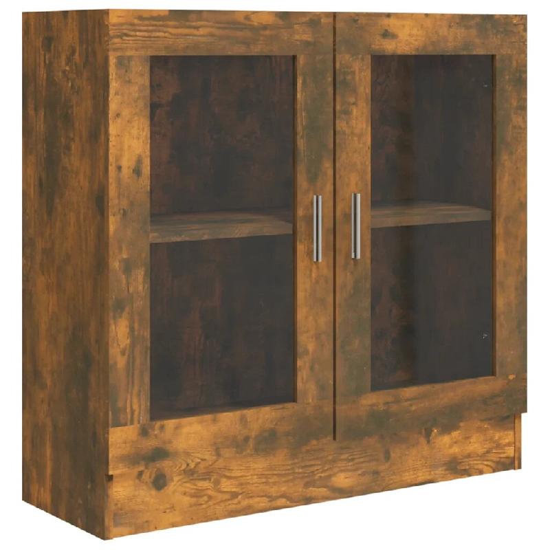 Helloshop26 - Armoire à vitrine moderne style classique 82,5 x 30,5 x 80 cm en bois d'ingénierie chêne fumé 02_0048213 - verre 3000235163683_0