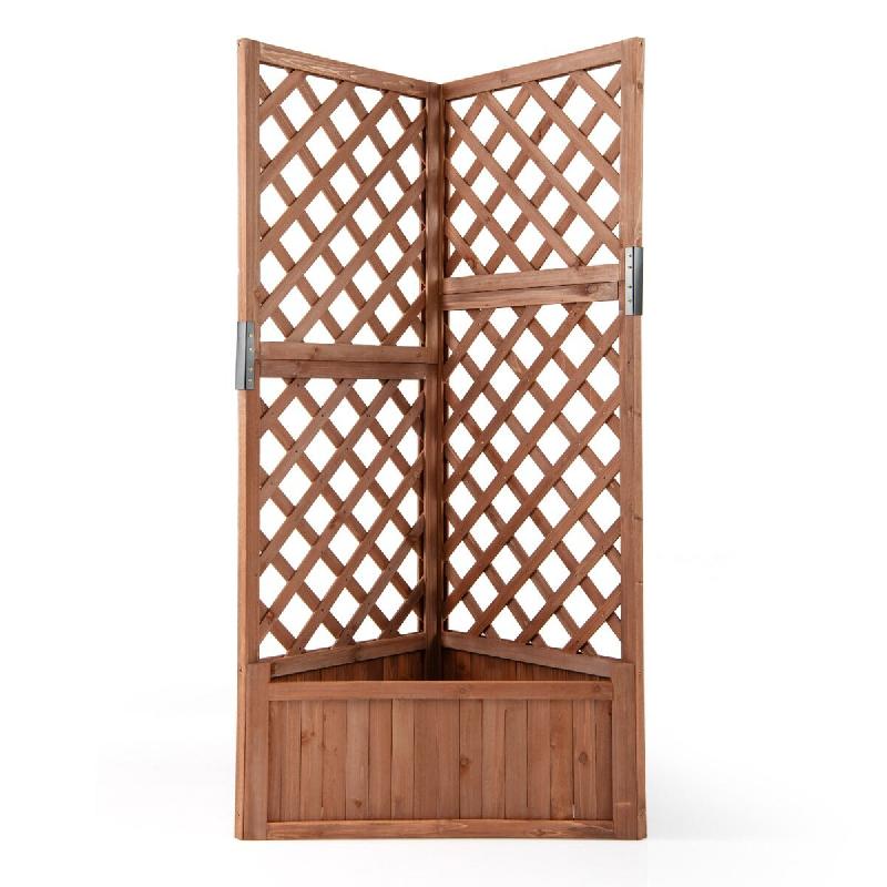 Helloshop26 - Bac de jardin jardinière en bois surélevé forme triangulaire 55 x 55 x 140 cm espace de plantation spacieux et support 20_0018936 - 3_0