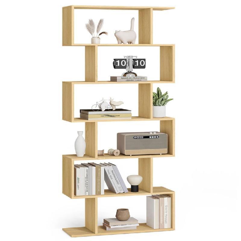 Helloshop26 - Bibliothèque contemporain étagère à 6 niveaux meuble de rangement cloison séparateur pour salon chambre bureau beige 12_0004221 - 3_0