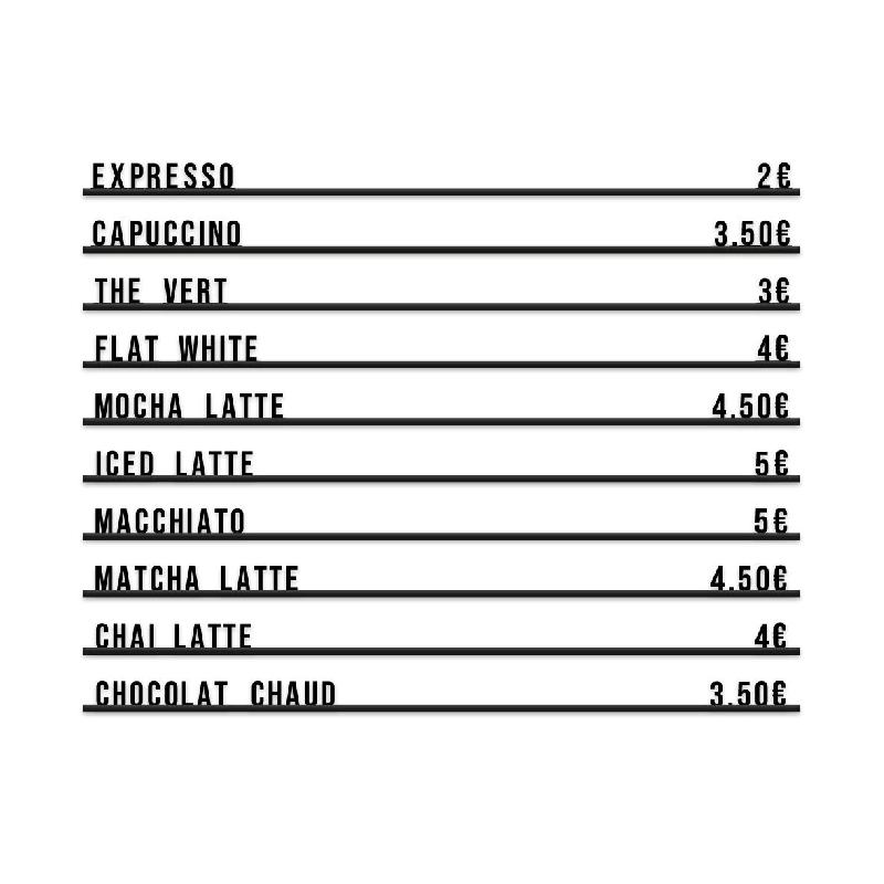 Hungry Club Letter Board « Le Minimaliste » - Lettres noires - Rails noirs - Big pack - plastique LB-M-LN-RN-BP_0