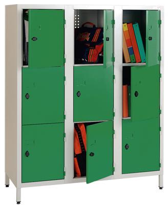 ARMOIRE SCOLAIRE NON VISITABLE GAMMA 3 COLONNES SANS PIEDS 15 CASIERS - GRIS 7035 - MANUTAN COLLECTIVITÉS