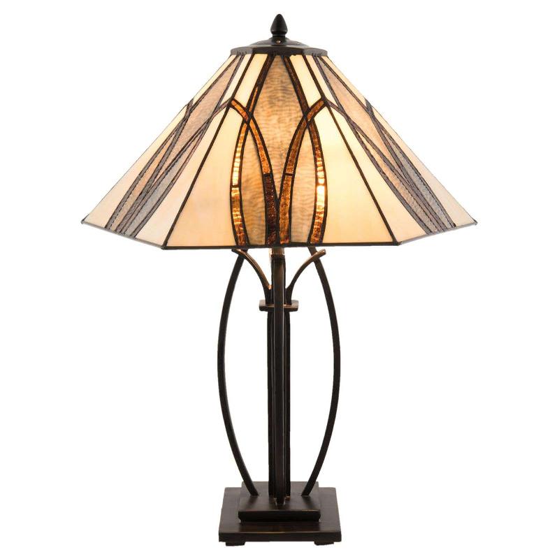 CLAYRE&EEF LAMPE À POSER 5913 AVEC ABAT-JOUR EN VERRE BRUN