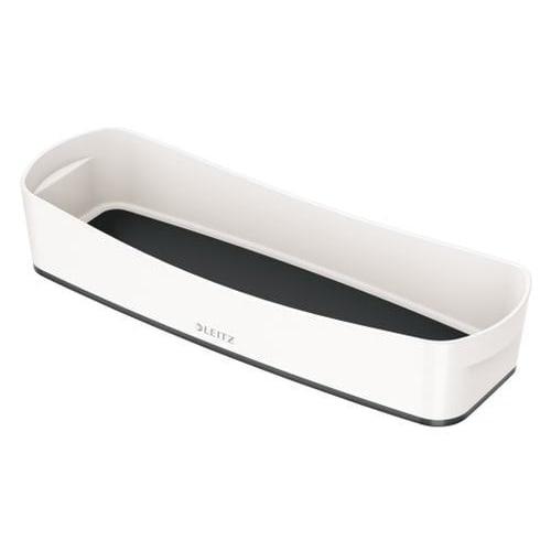 Leitz bac de rangement MyBox long - sans couvercle en ABS - coloris blanc fond noir_0