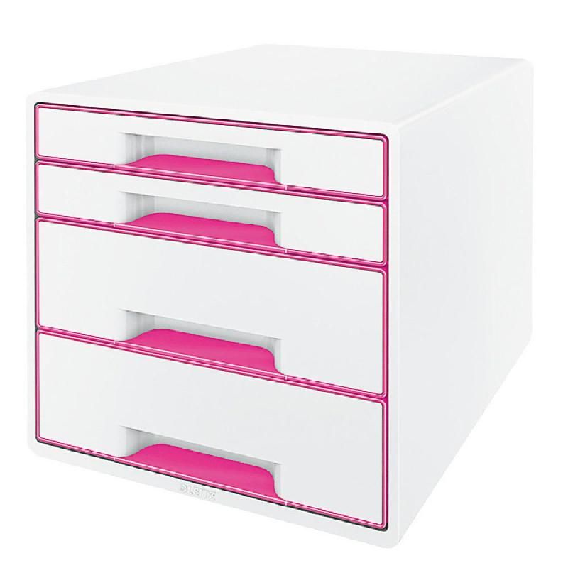 LEITZ CASIER DE BUREAU LEITZ WOW EN POLYSTYRÈNE, 287 X 363 X 270 MM, BLANC/ROSE