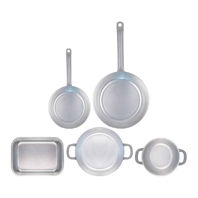 Mamù Set Chef 5 pièces aluminium pur : sauteuses Ø 24/32, poêle Ø 28, plat à rôtir 30, faitout Ø 22 cm, poignées en fer - aluminium MASTOSETCHEXXXASS_0