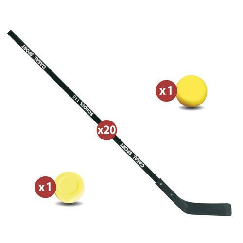MATÉRIEL STREET HOCKEY SCHOOL - LOT DE 20 CROSSES + 6 BALLES + 6 PALETS