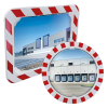 Miroir extérieur de sécurité - cadre rouge et blanc avec adhésifs rétroréfléchissants - optique incassable et anti-UV_0