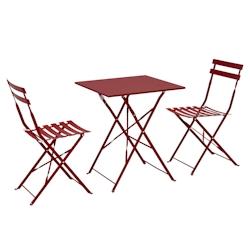 Oviala Business Table de jardin et 2 chaises acier pourpre - violet acier 115203_0