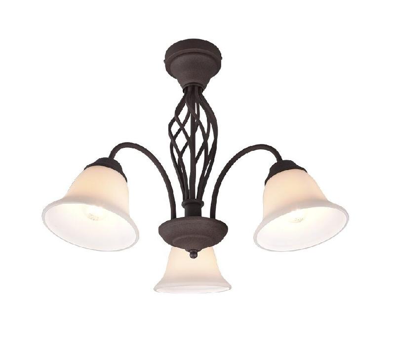 Plafonnier 3xE14, verre blanc et rouille, Ø55 cm - Trio - Rustica - beige 4017807504699_0