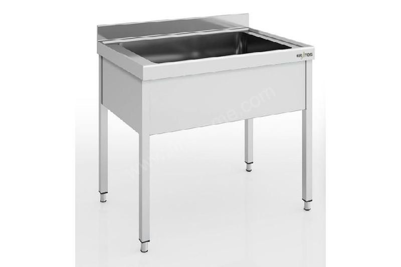 PLONGE INOX 1 BAC 800 X 500 X 350MM SANS ÉGOUTTOIR ERATOS - 700X1000MM