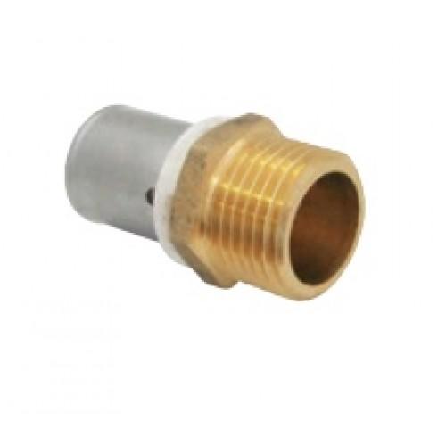 RACCORD PER À SERTIR - UNION MÂLE - DIAMÈTRE 16 MM - FILETAGE 15X21 BOUTTÉ