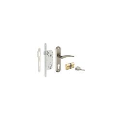 Serrure encastrable à cylindre + poignées Vesta, axe 40mm, bouts ronds, blanc, 3 clés - THIRARD - blanc 3150260221855_0