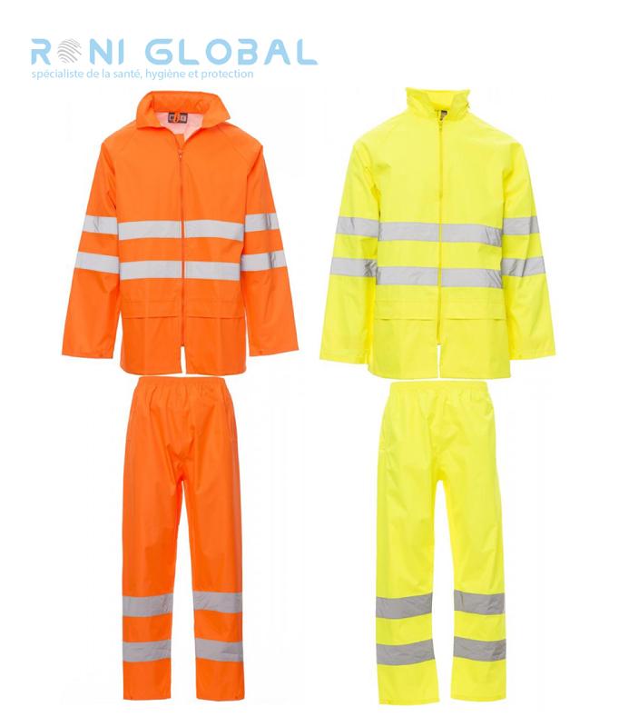 Ensemble de travail homme haute visibilité anti-pluie - Polyester coupe droite Class 3 - Hi-Vi Rainset Payper_0