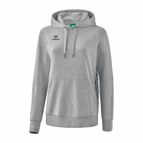 SWEAT À CAPUCHE FEMME - ERIMA - ESSENTIAL TEAM GRIS CLAIR/CHINÉ