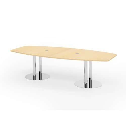 TABLE DE RÉUNION À PIEDS COLONNES-280X130CM-GRIS-ARGENT - HAMMERBACHER