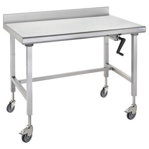 TABLE SUR ROUES À DOSSERET À HAUTEUR RÉGLABLE ERGONOMIX 700X1600 MM - TOURNUS EQUIPEMENT