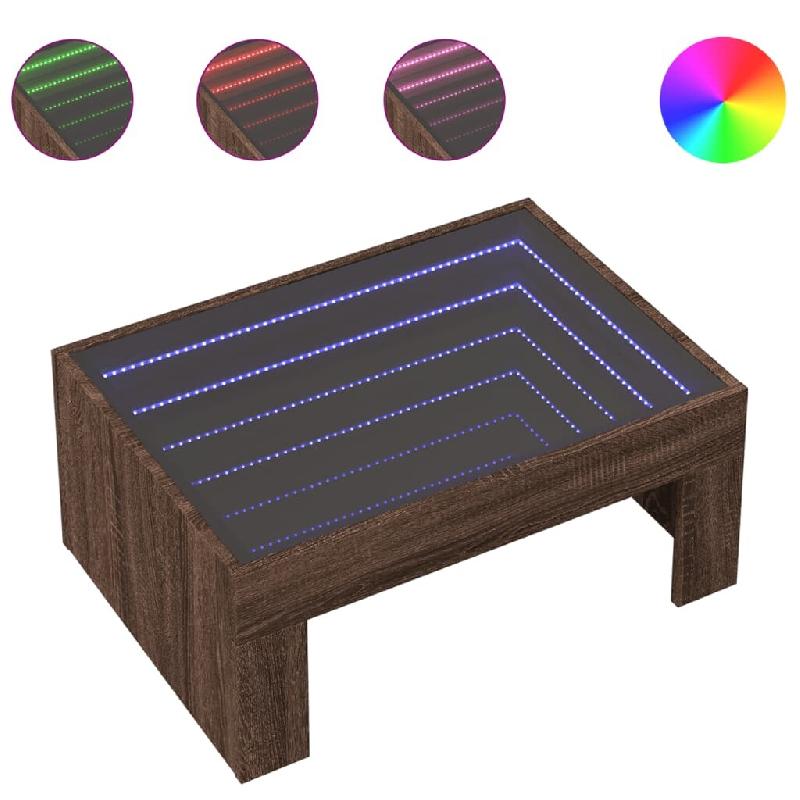 VidaXL Table basse avec LED infini chêne marron 70x50x30 cm Modèle Zenith Métal - 847615_0