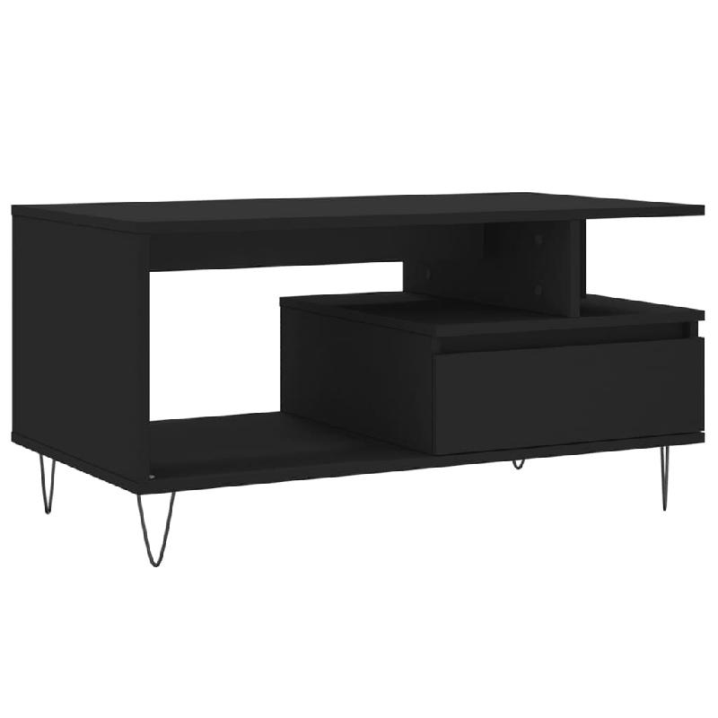 VidaXL Table basse Noir 90x49x45 cm Bois d'ingénierie Modèle Atlas Smart - 831021_0