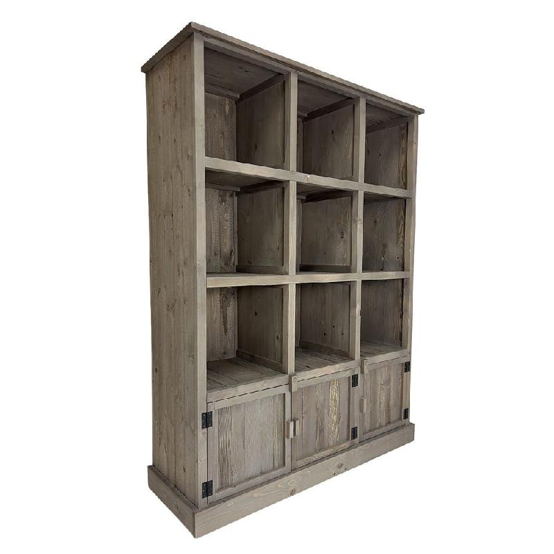Buffet haut Héritage pin vieilli 9 cases 3 portes L119xP39xH157cm_0