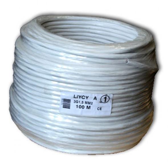 Câble blindé souple 3x0.75mm² blanc - 100 m - Élimination des champs électriques - Norme NF C 15-100_0
