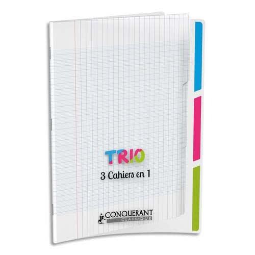 CONQUERANT Lot de 10 Cahier Trio Classique PP piqué 24x32, 96p./48 feuilles 90g/m², Séyès, incolore - 3020120138237_0
