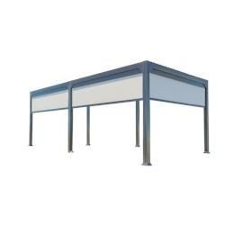 COULEURS DU MONDE Pergola bioclimatique Memphis 3x6m aluminium autoportante avec 2 panneaux frontaux et 1 latéral coulissant - gris aluminium 3700263_0