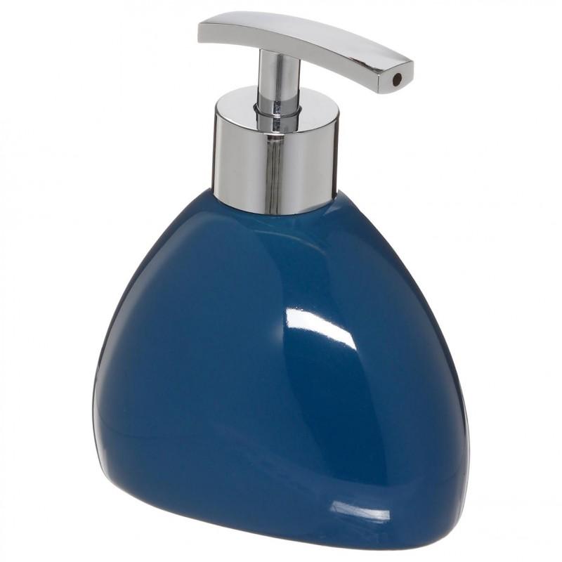 Distributeur de savon galet 14cm en céramique bleu marine - Paris Prix_0