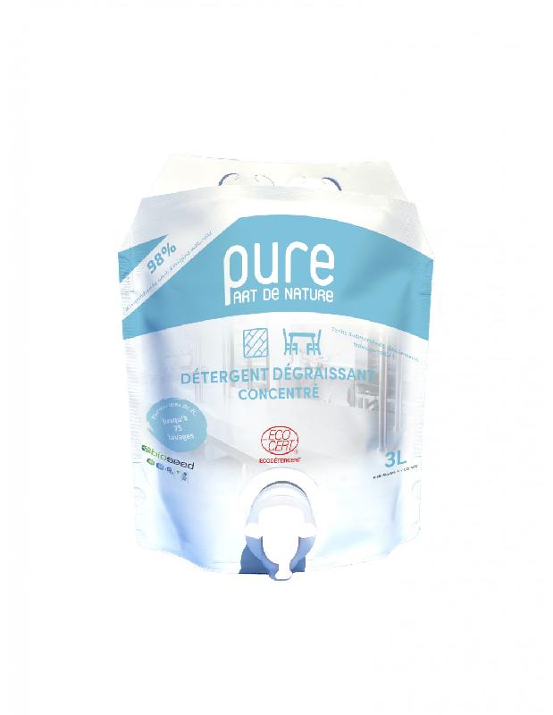 ECORECHARGE DETERGENT DEGRAISSANT CONCENTRE NON PARFUME - ECOCERT - OBIOBAG 3L  MARQUE PURE PART DE NATURE_0