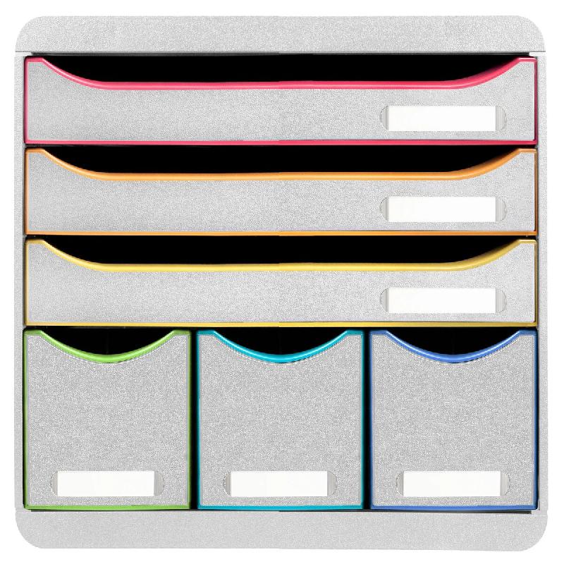 Exacompta Module STORE-BOX à l'italienne 6 tiroirs Black Office blanc/arlequin - multicolore matière synthétique 306913D_0