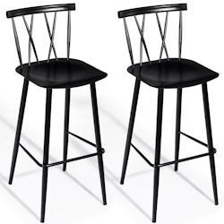Helloshop26 - Lot de 2 chaises de bar de style moderne en métal 47,5 x 41 x 105 cm pour bistro cuisine café noir charge max 150 kg 20_0005185 - 3000_0