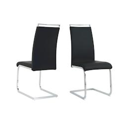 Möbilia Chaises cantilever, lot de 2 | Similicuir | Structure cantilever | L 42 x P 58 x H 101 cm | noir – argent - multicolore multi-matériau 210_0