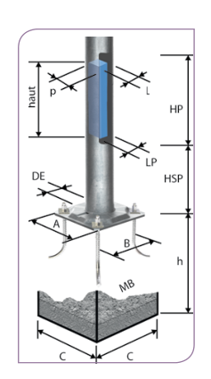 Mât d'éclairage public cylindro-conique adagio rch / hauteur 8 - 12 m / en acier / diamètre 60 mm / diamètre base 160 - 216 mm_1