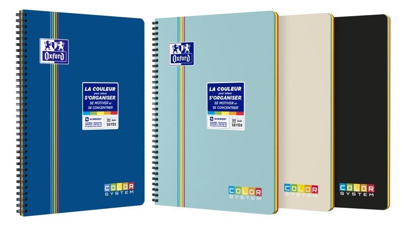 Oxford Lot de 5 Cahier Color System rel. Intégrale A4+, 180p./90 feuilles 90g/m², Séyès, coloris assortis (4) - 3020120185132_0