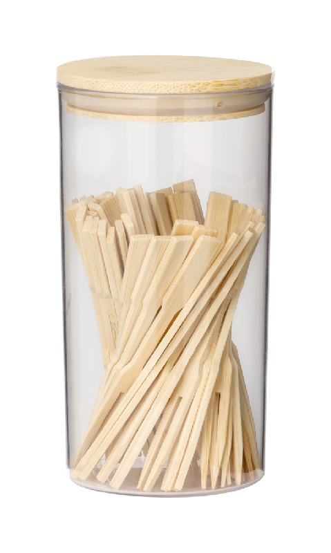 Set de 50 pique-assiettes en bambou - bocal en verre avec couvercle en bambou - couleur naturelle_0